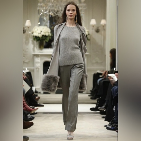 Ralph Lauren Collection Purple Label Shearling Fur Vest Cashmere Silk Sweater L - Picture 4 of 16